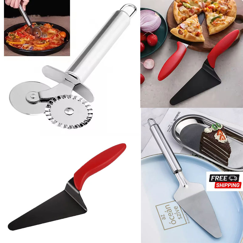 ステンレス鋼のピザカッターとケーキサーバーのセット、焦げ付き - Baking Kitchen Set のレビューと価格