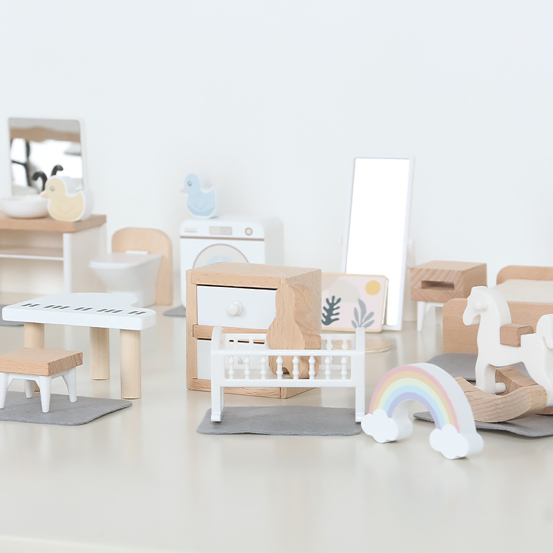 モダンなドールハウス家具キッチン木製ミニチュアバスルーム寝室 - Kitchen Uncle のレビューと価格