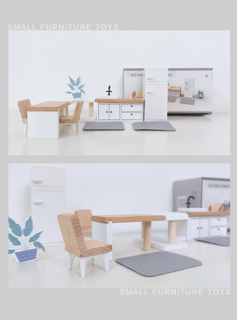 モダンなドールハウス家具キッチン木製ミニチュアバスルーム寝室 - Kitchen Uncle のレビューと価格